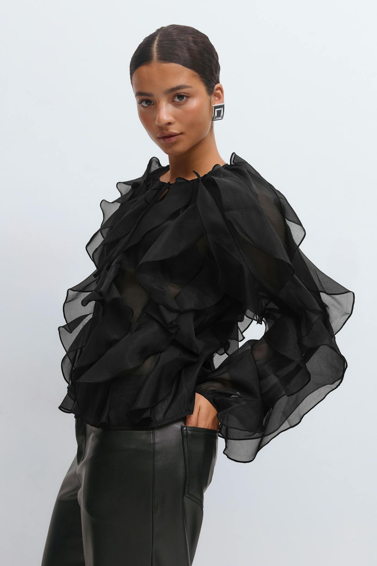 frill blouse - Noir