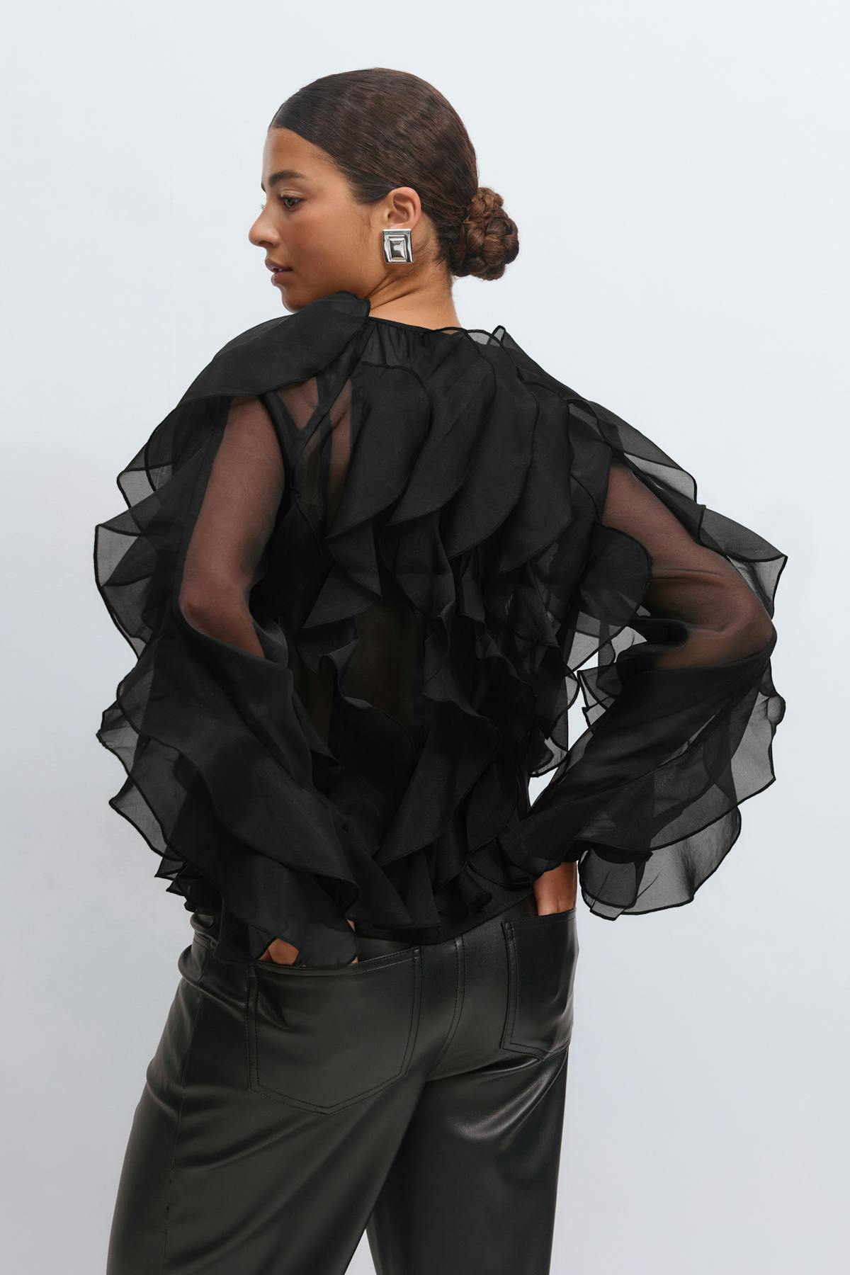 frill blouse - Noir