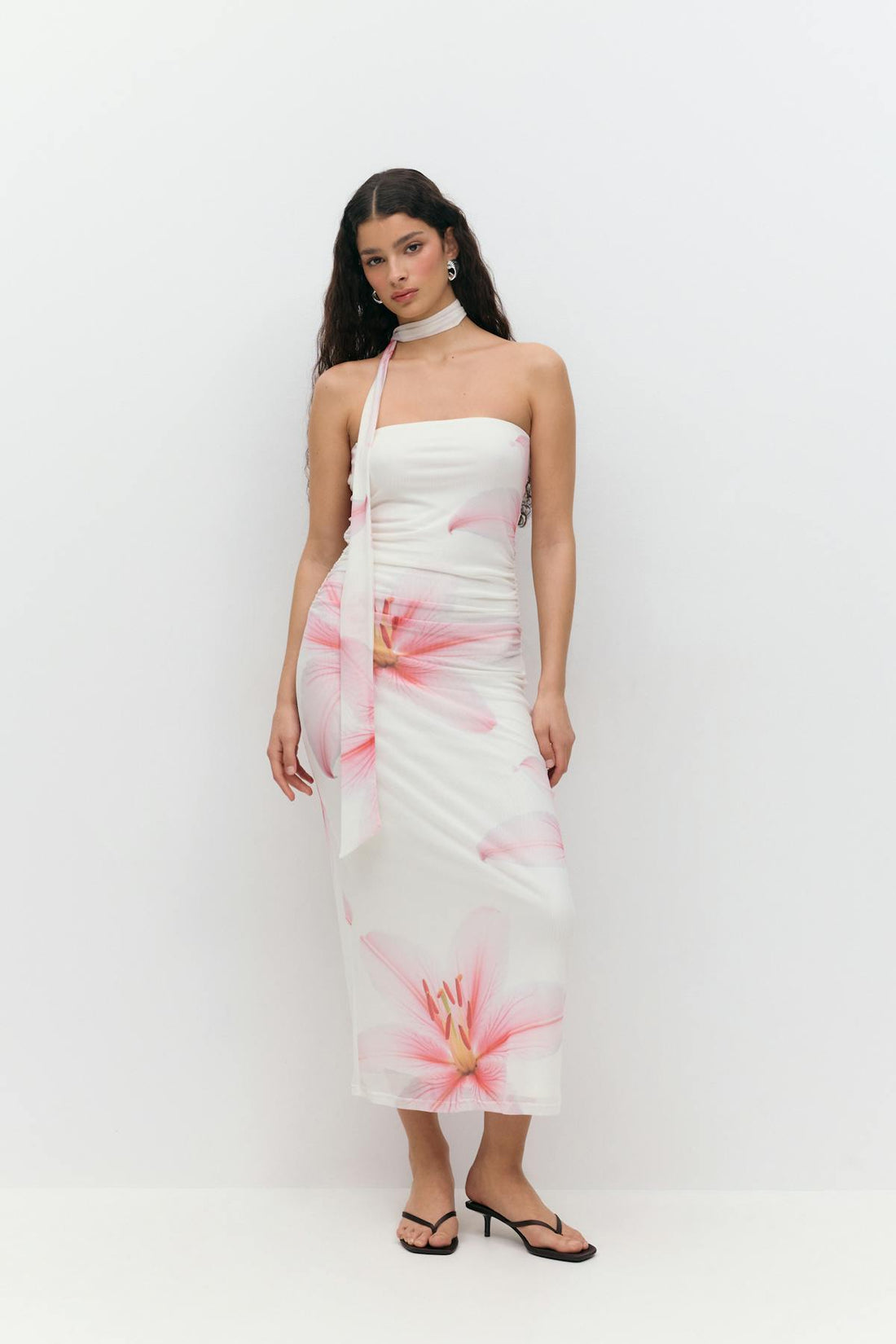 Midi scarf dress - Flower aop