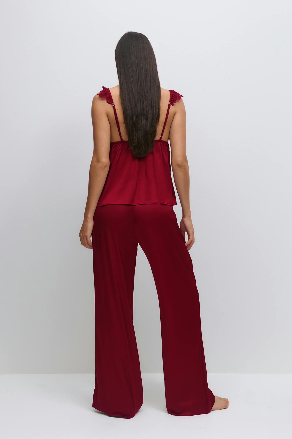 Satin loungewear trousers - Rouge foncé