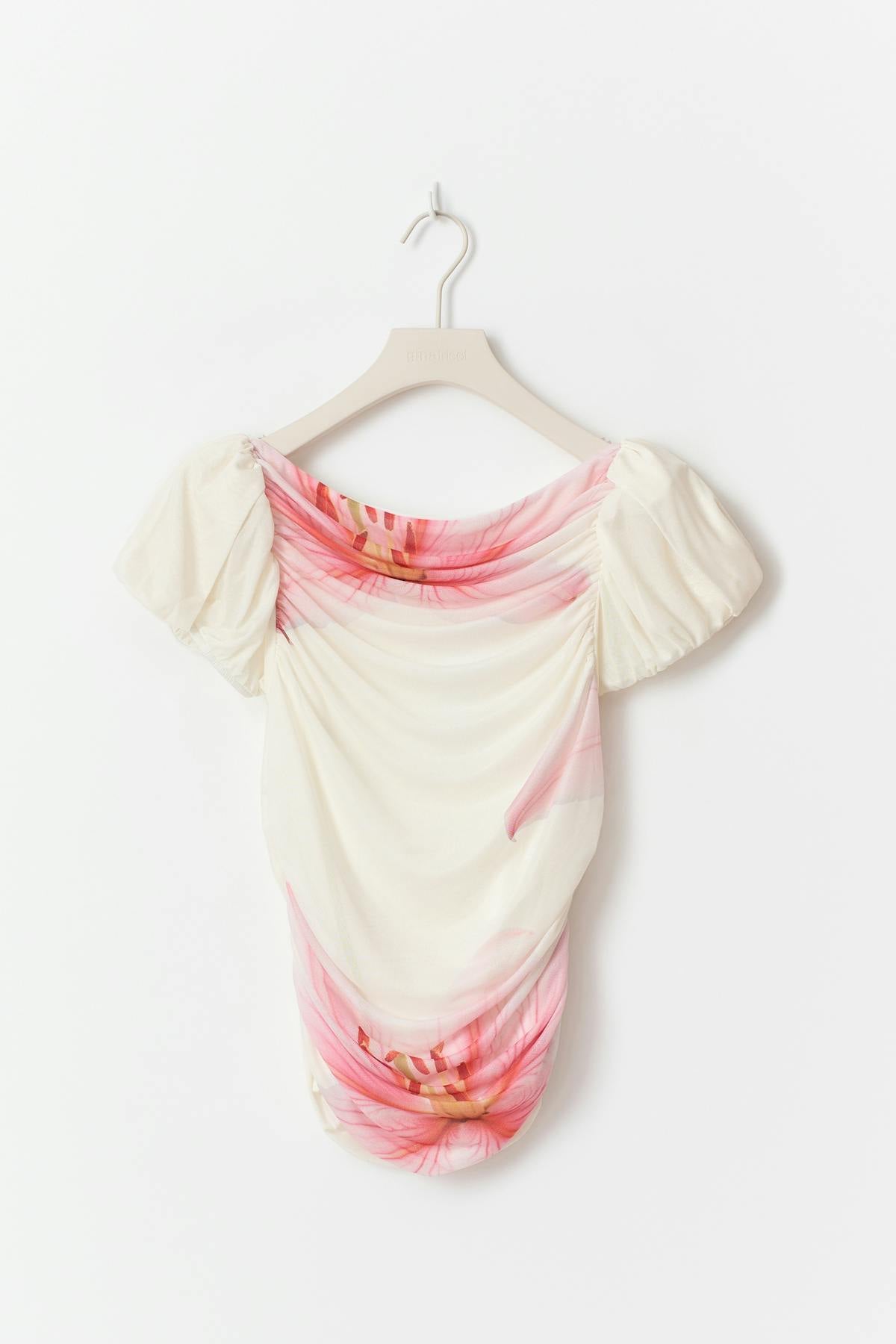 Puff sleeve mesh top - Flower aop