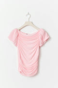Puff sleeve mesh top - Rose clair
