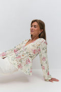 Lace long sleeve top - Flower aop