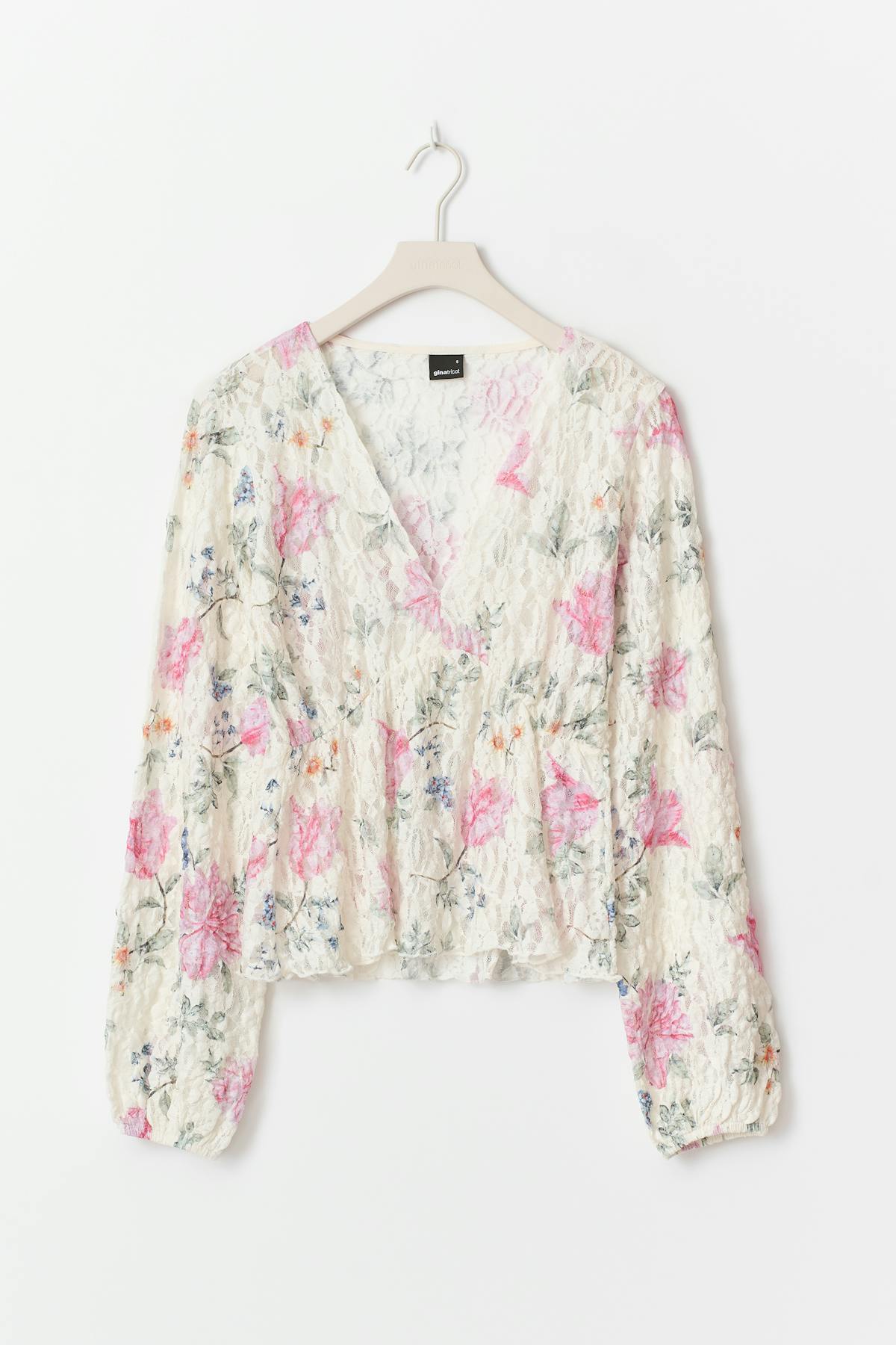 Lace long sleeve top - Flower aop