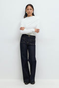 Front pocket flare jeans - Sable clair