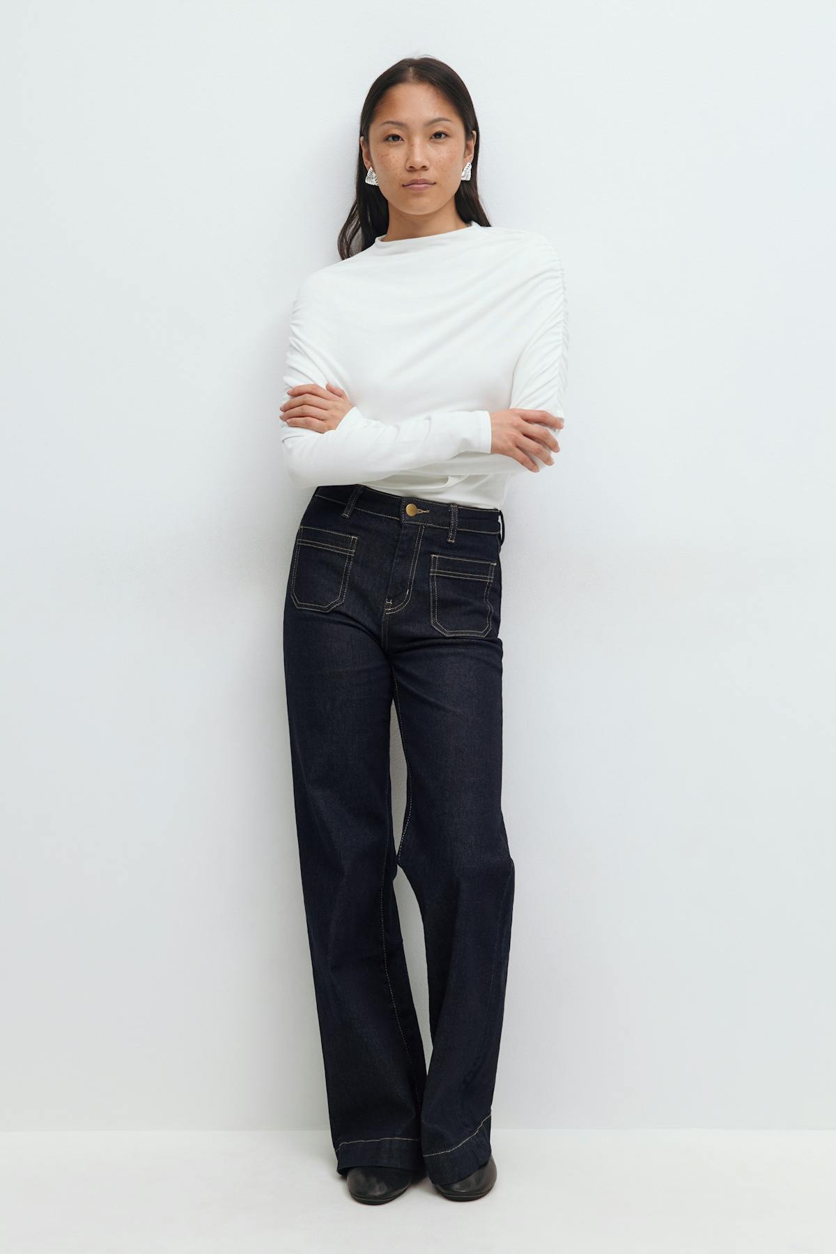Front pocket flare jeans - Sable clair