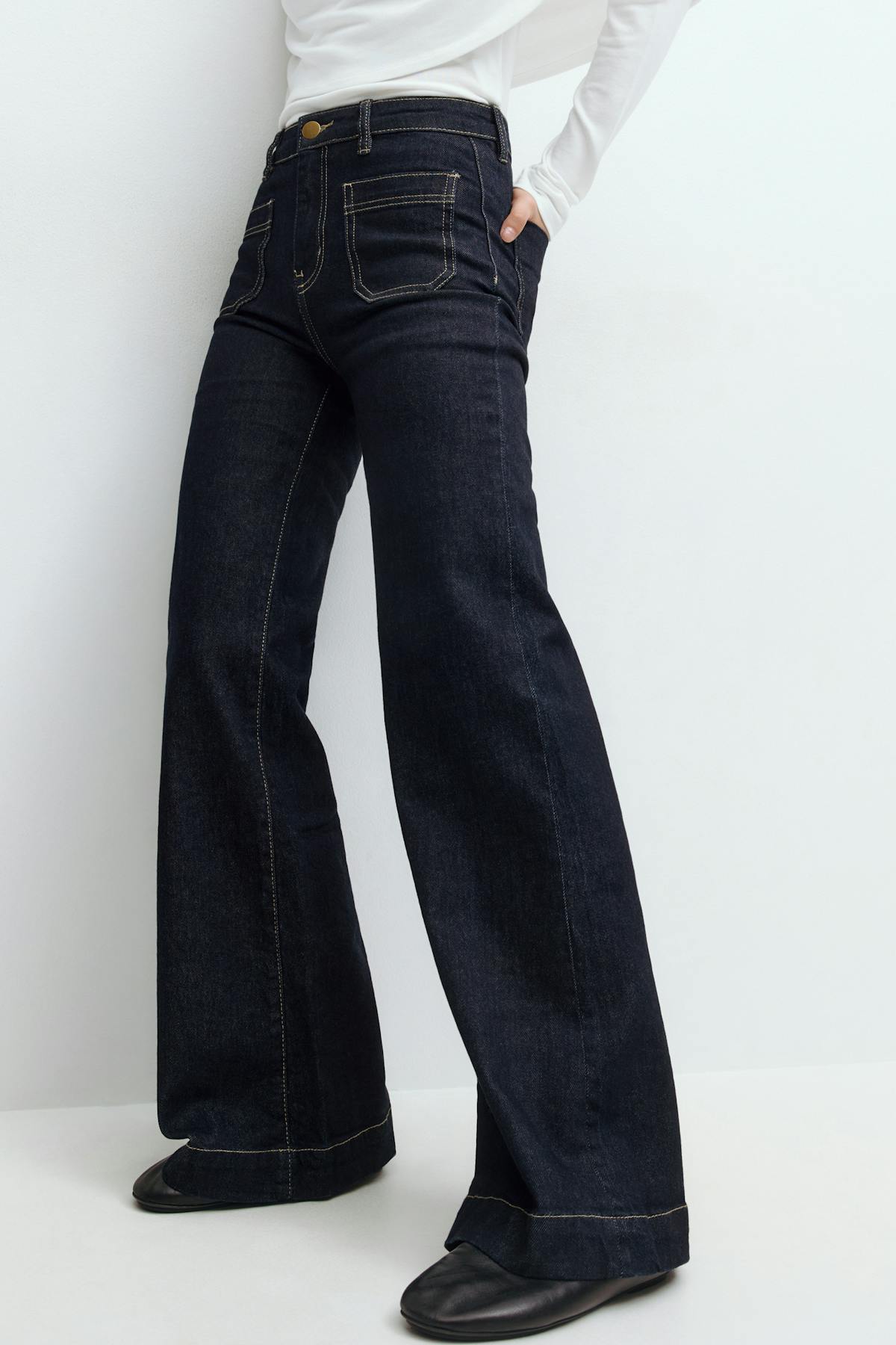 Front pocket flare jeans - Sable clair