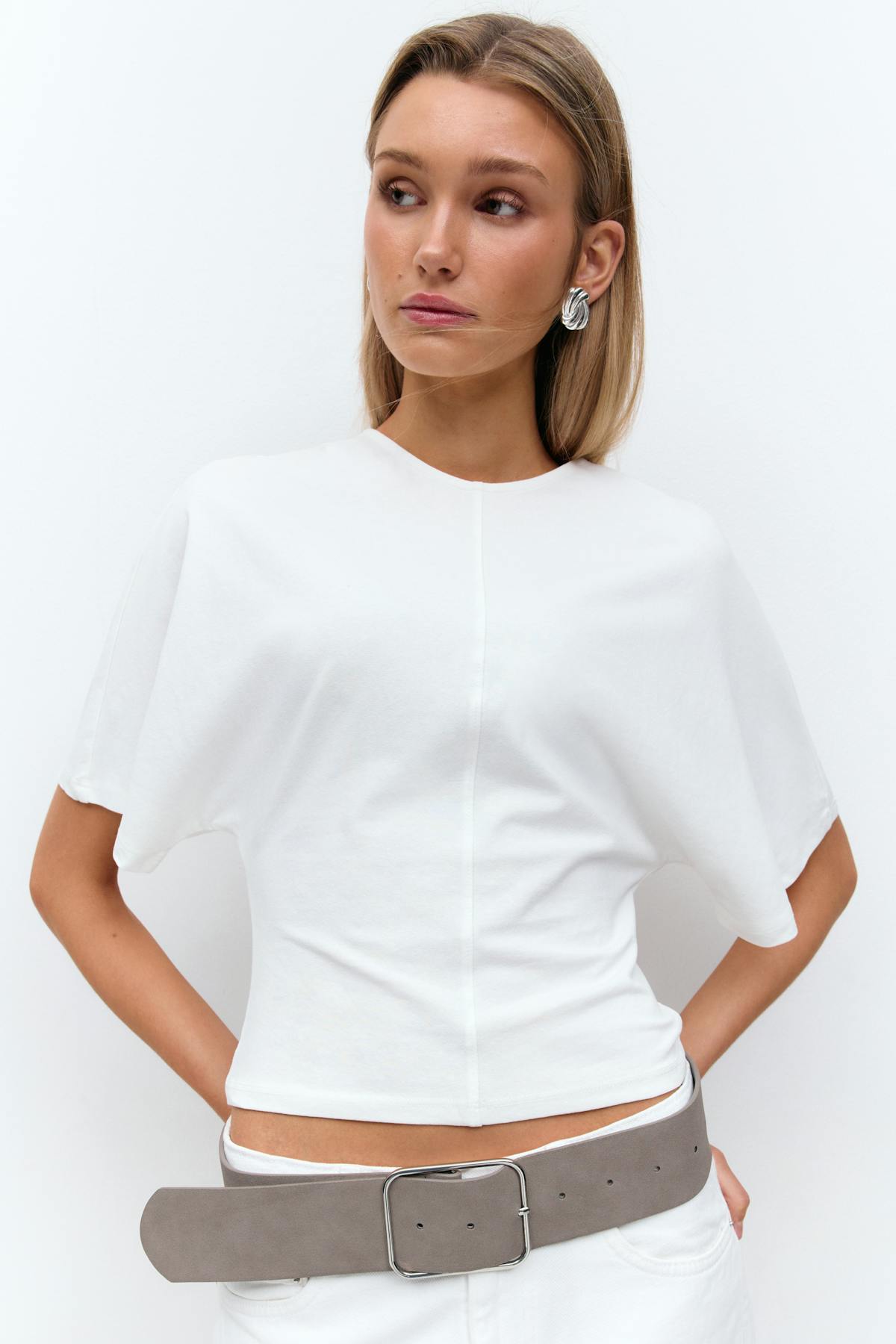 Sculpture seam detail top - Blanc cassé