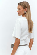 Sculpture seam detail top - Blanc cassé