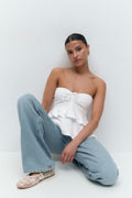 Ruffle top - Blanc cassé