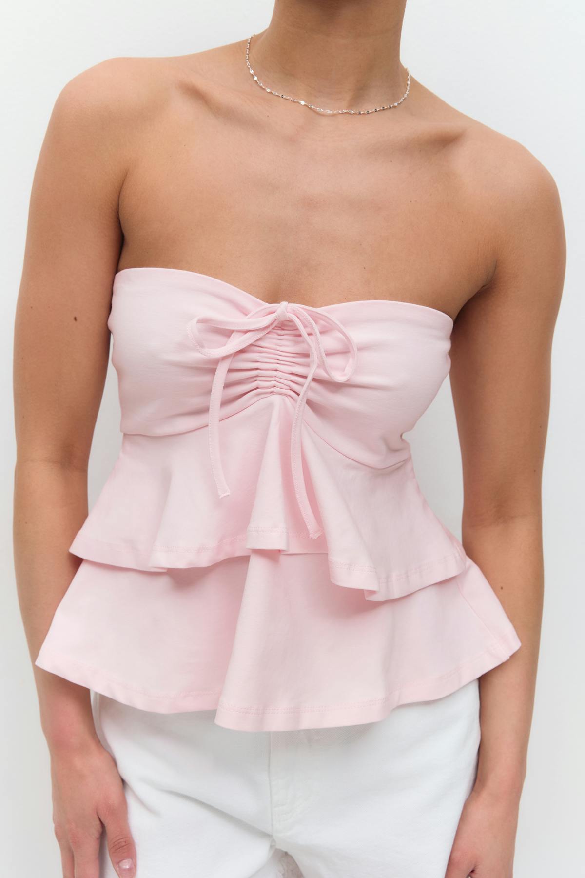 Ruffle top - Blanc cassé