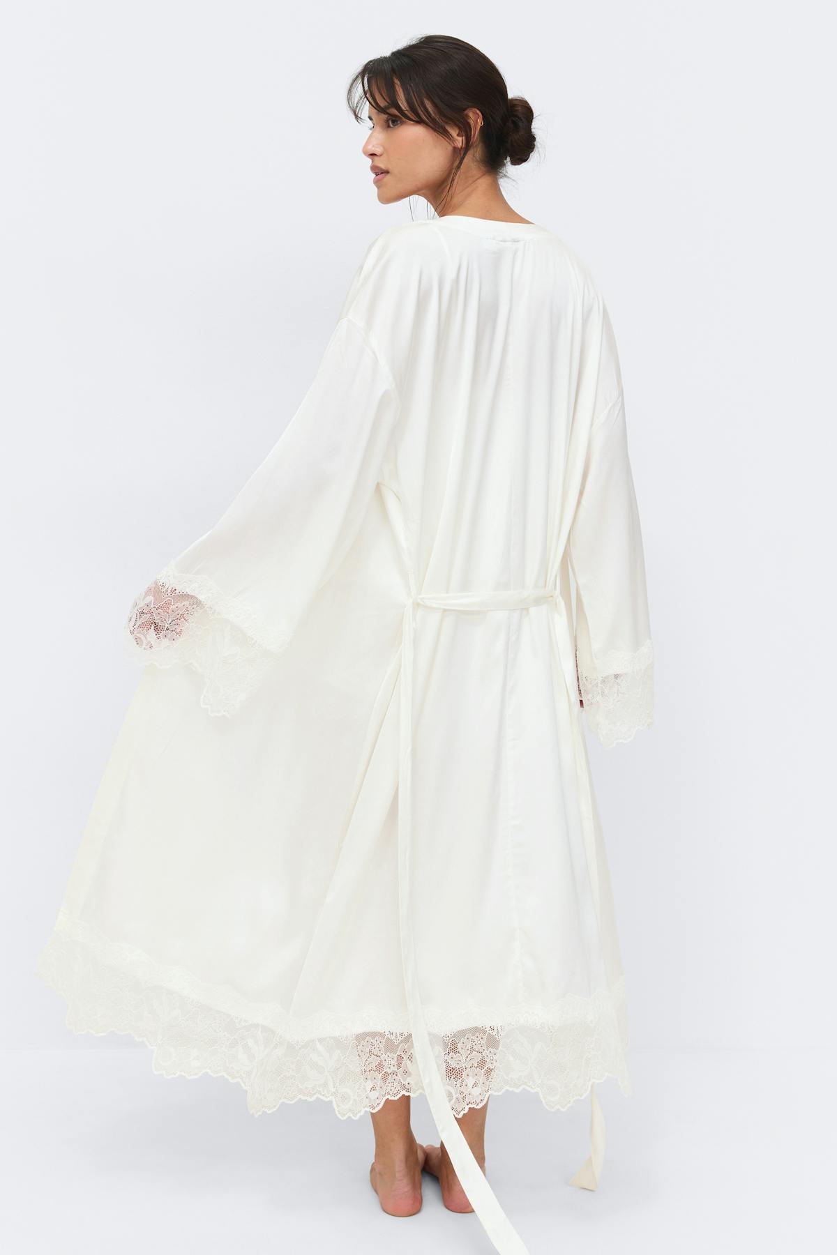 Satin loungewear robe - Gardenia