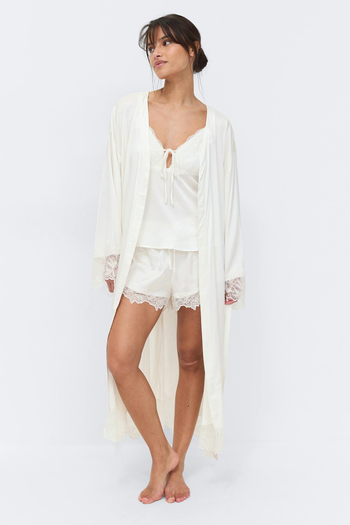 Satin loungewear robe - Bleached mauve