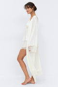 Satin loungewear robe - Bleached mauve