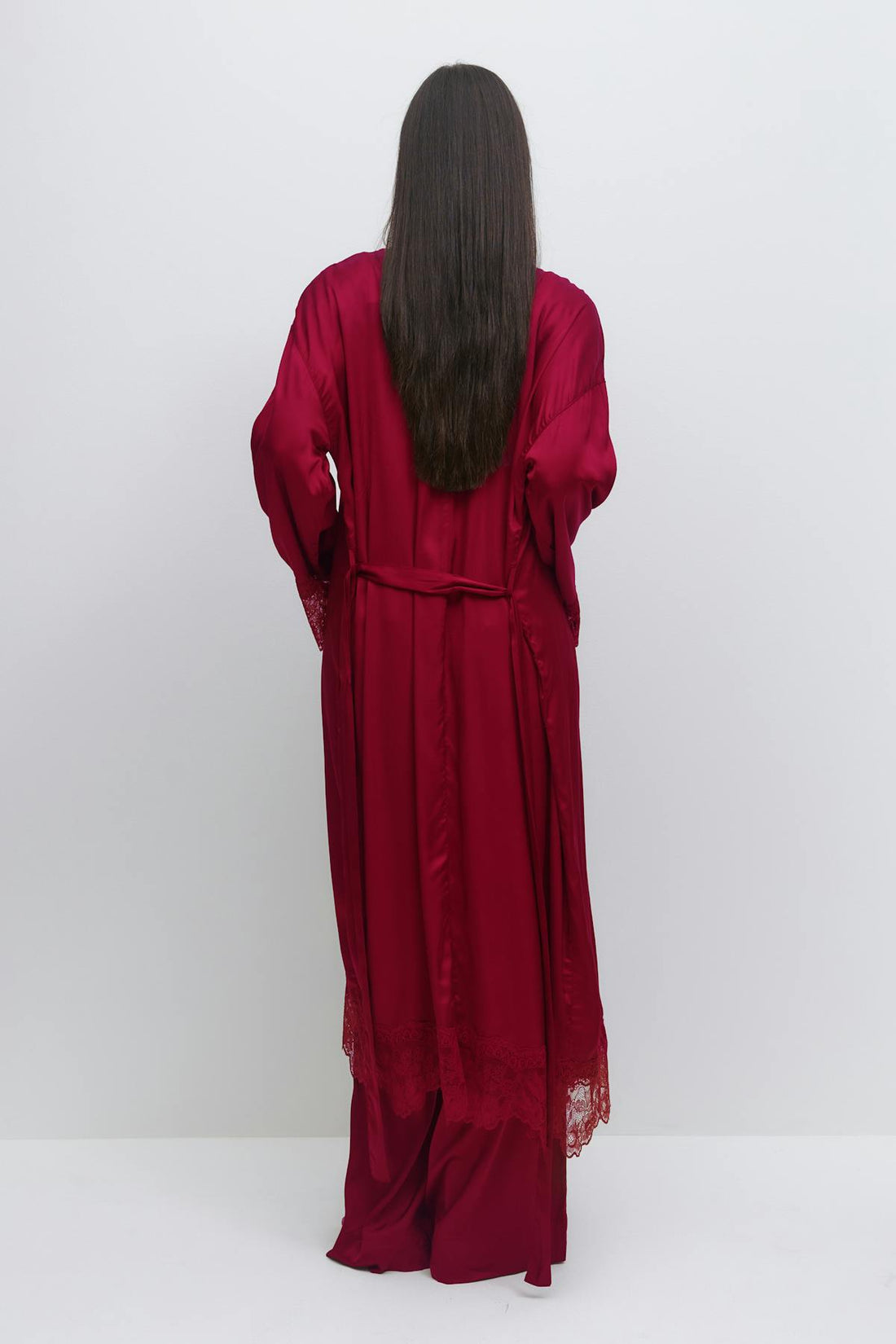 Satin loungewear robe - Rouge foncé