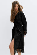 Satin loungewear robe - Noir