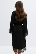 Satin loungewear robe - Noir