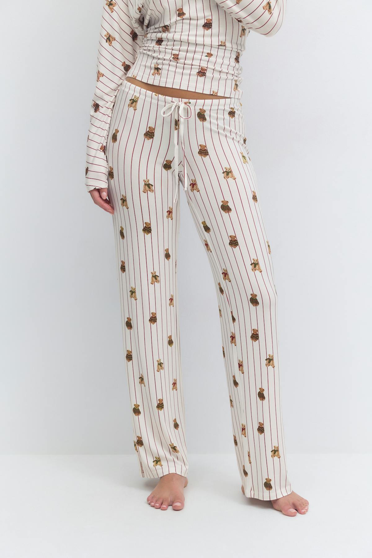 Low waist loungewear trousers - Teddy bear aop