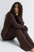 Low waist loungewear trousers - Chocolate plum