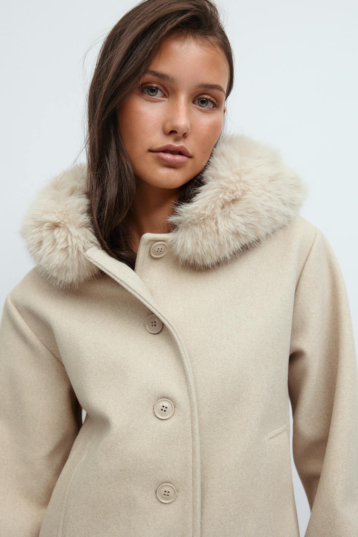 Y fur felt jacket - Beige