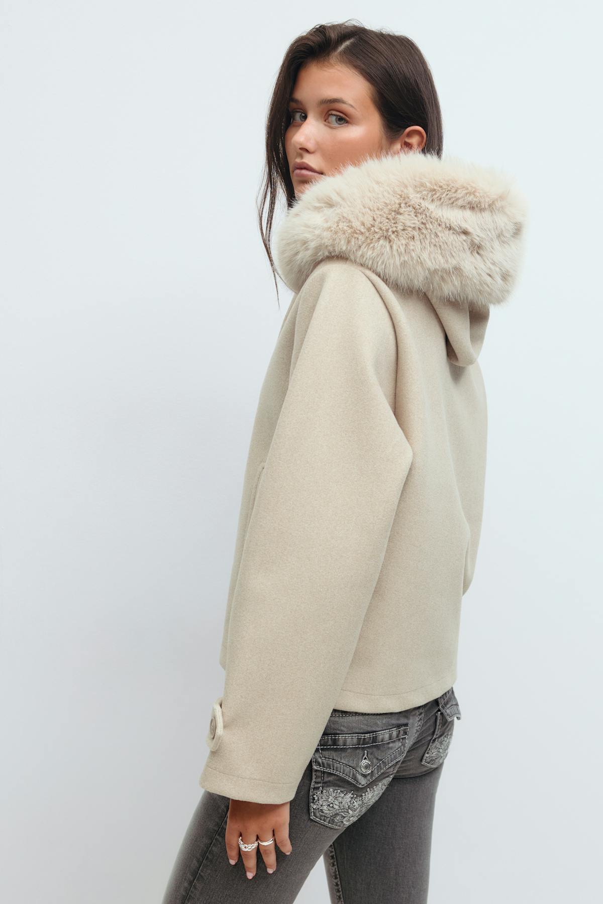 Y fur felt jacket - Beige