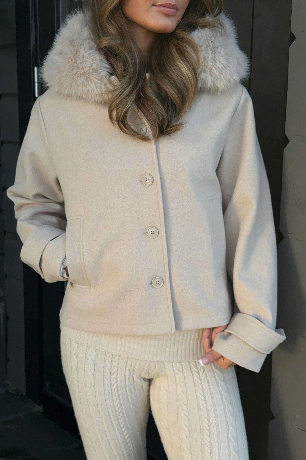 Y fur felt jacket - Beige