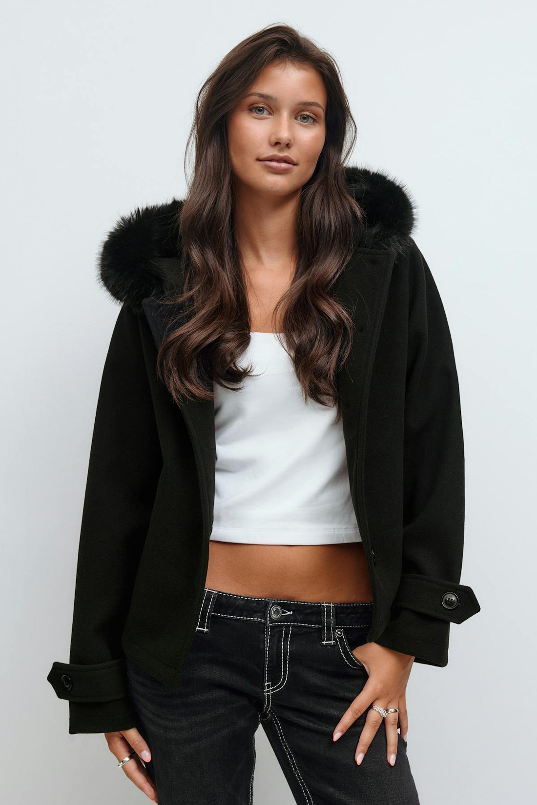Y fur felt jacket - Noir
