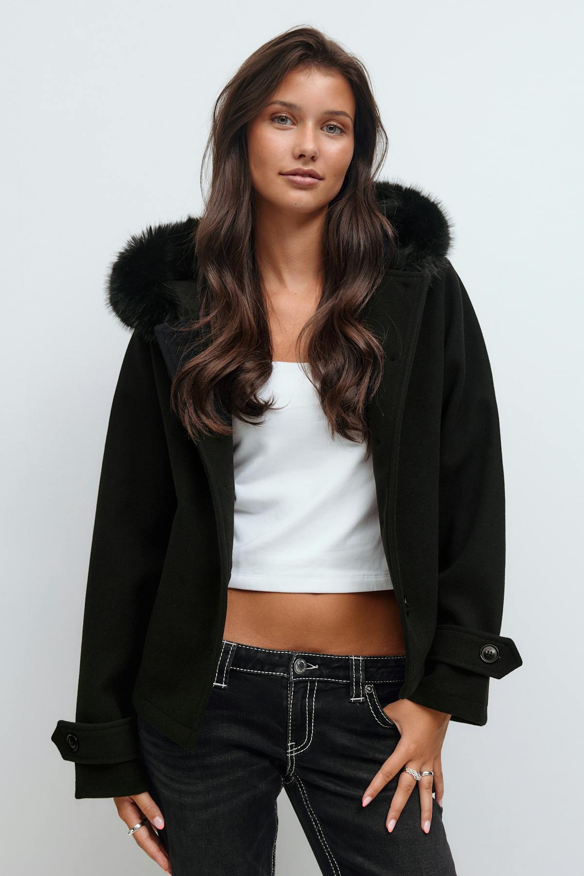 Y fur felt jacket - Noir