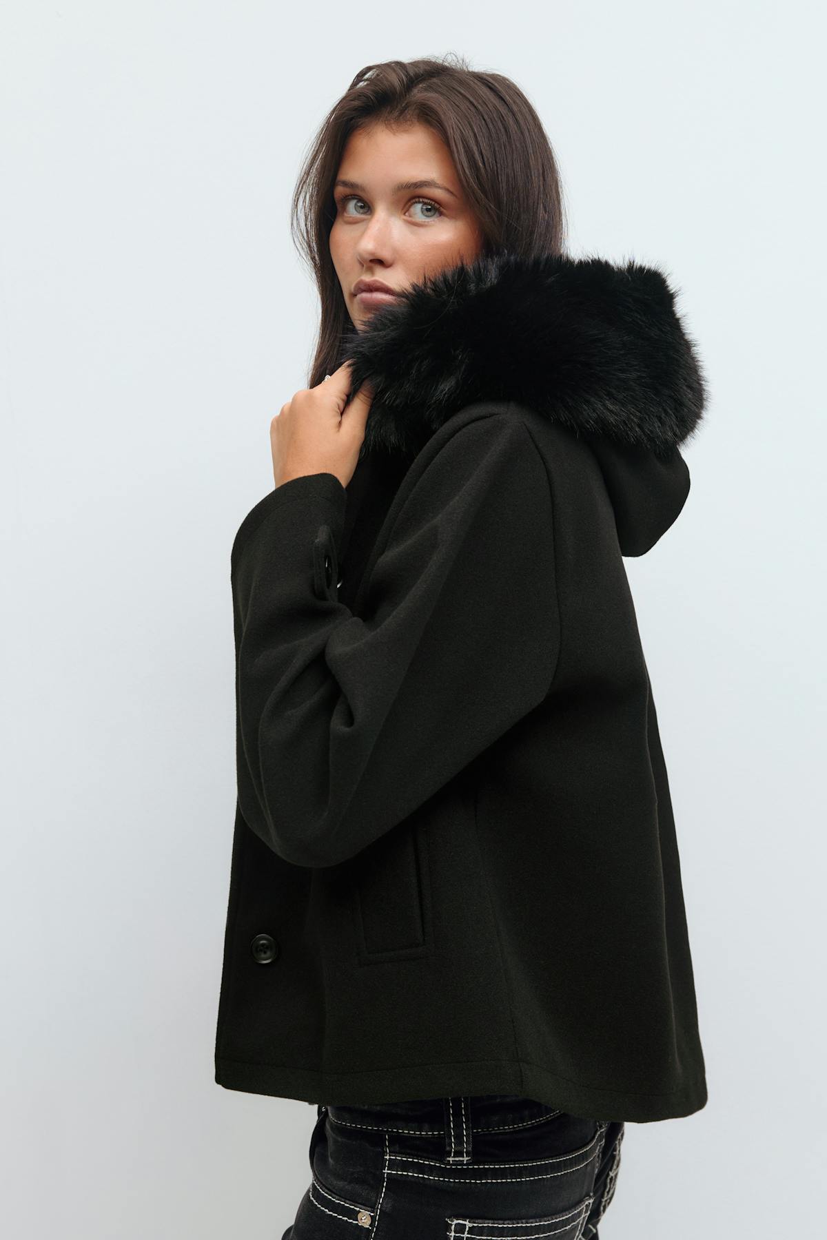 Y fur felt jacket - Noir