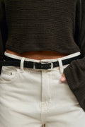 Square buckel hip belt - Black/silver