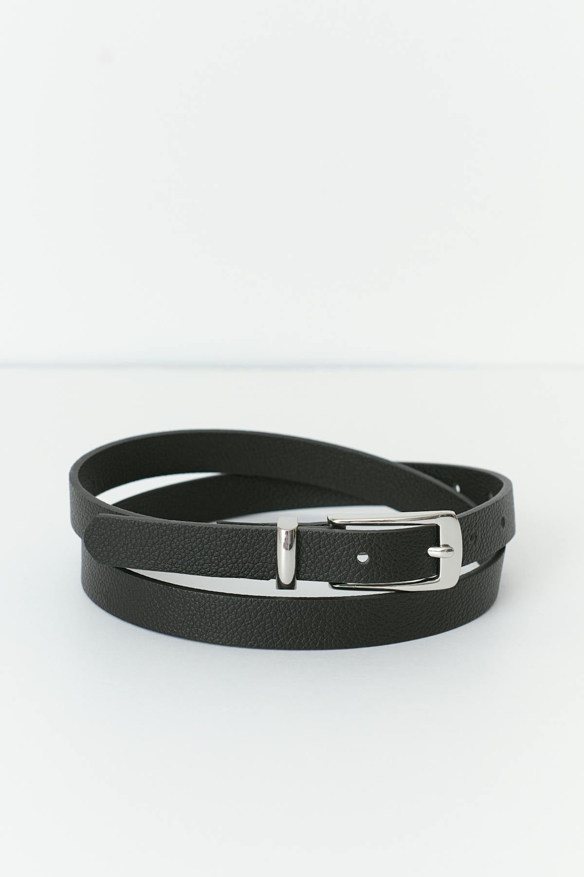 Square buckel hip belt - Black/silver