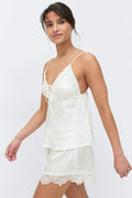 Satin loungewear shorts - Gardenia