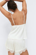 Satin loungewear shorts - Gardenia