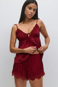Satin loungewear shorts - Rouge foncé