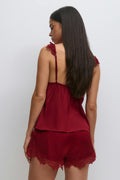 Satin loungewear shorts - Rouge foncé