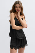 Satin loungewear shorts - Gardenia