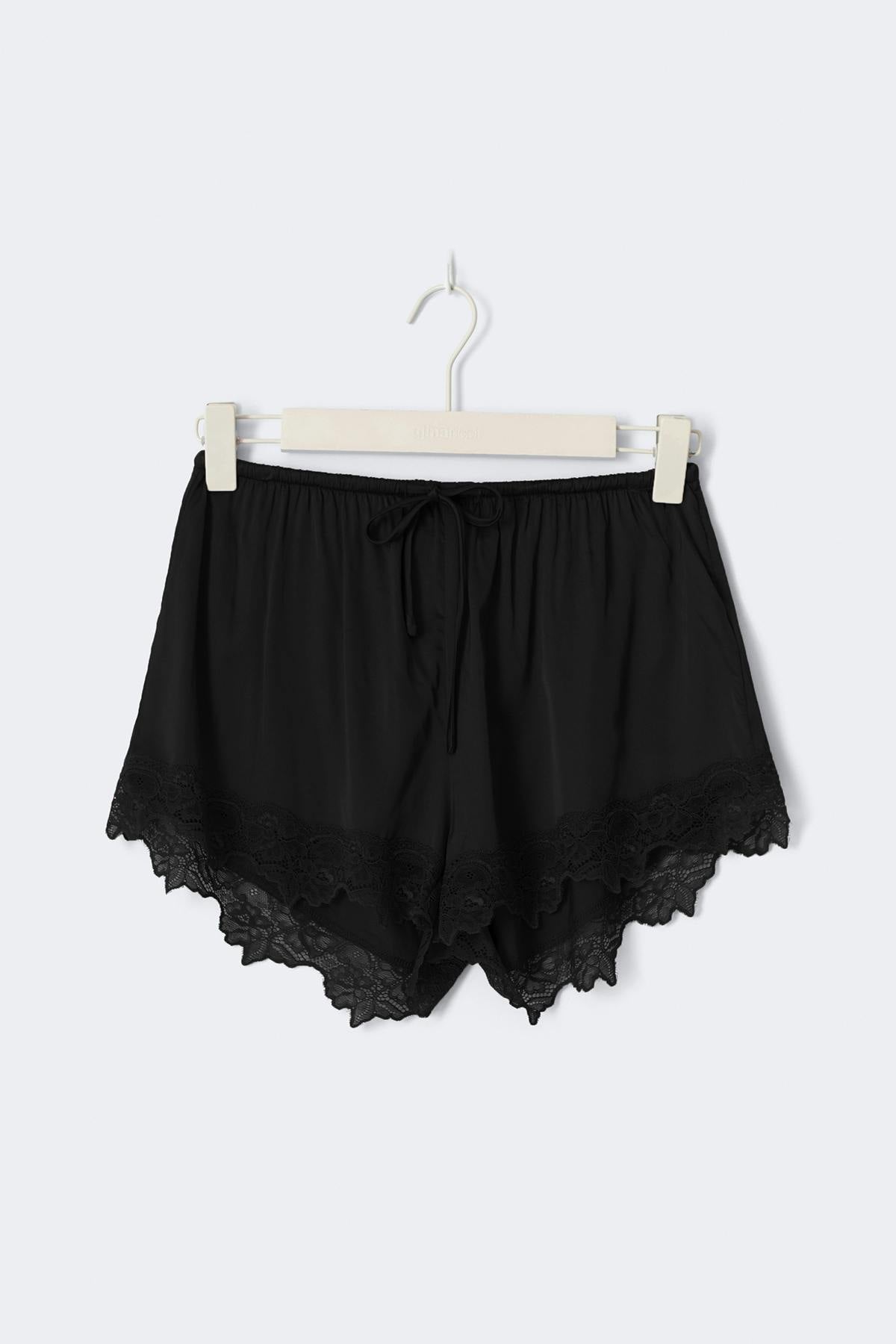 Satin loungewear shorts - Noir