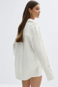 Oversized linen blend shirt - Blanc