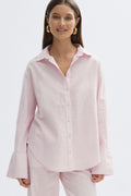 Oversized linen blend shirt - Blanc