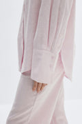 Oversized linen blend shirt - Lilas clair
