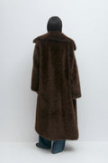 Faux fur long coat - Marron foncé