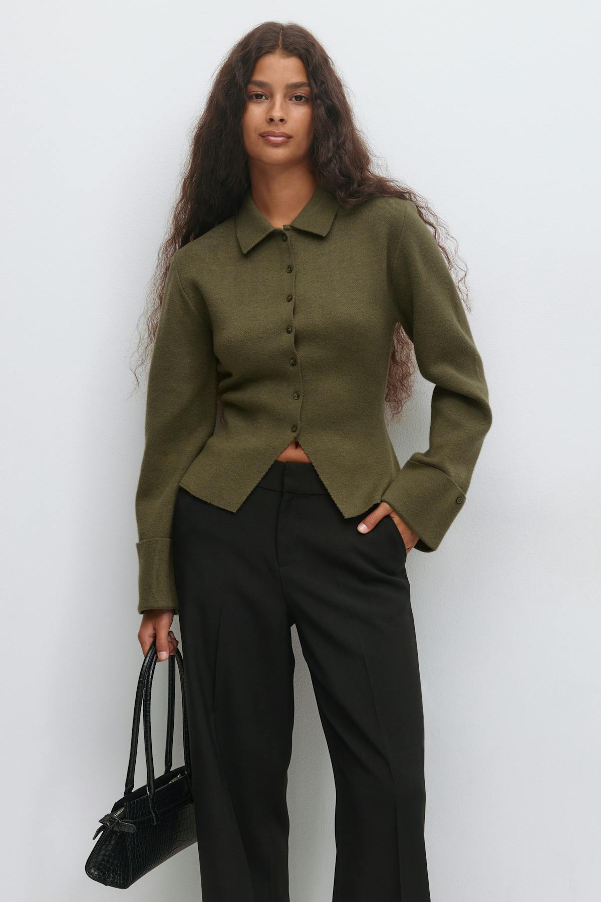 Shaped knitted cardigan - Vanilla yellow