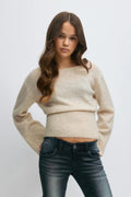 Y shaped knitted sweater - Oat melange