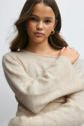 Y shaped knitted sweater - Oat melange