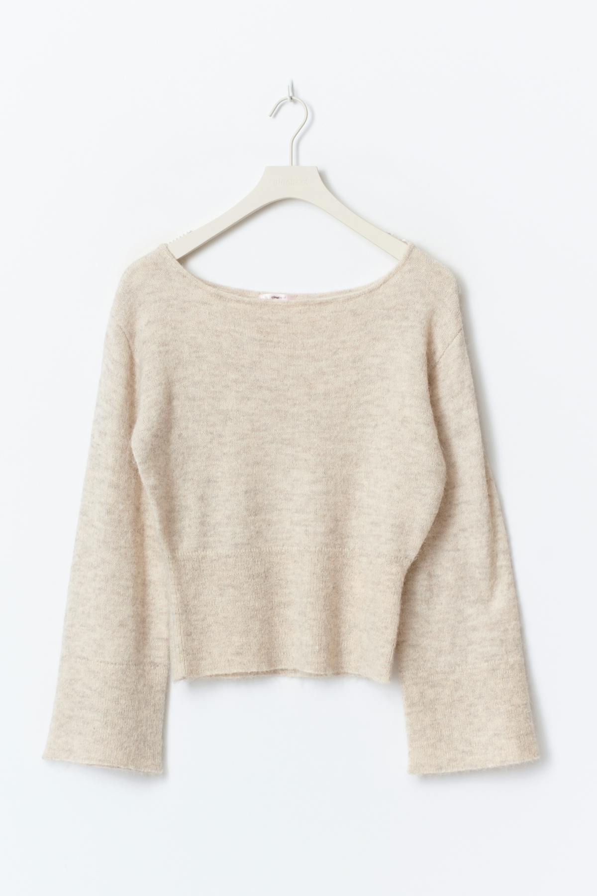 Y shaped knitted sweater - Oat melange