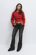 Y shaped knitted sweater - Haute red
