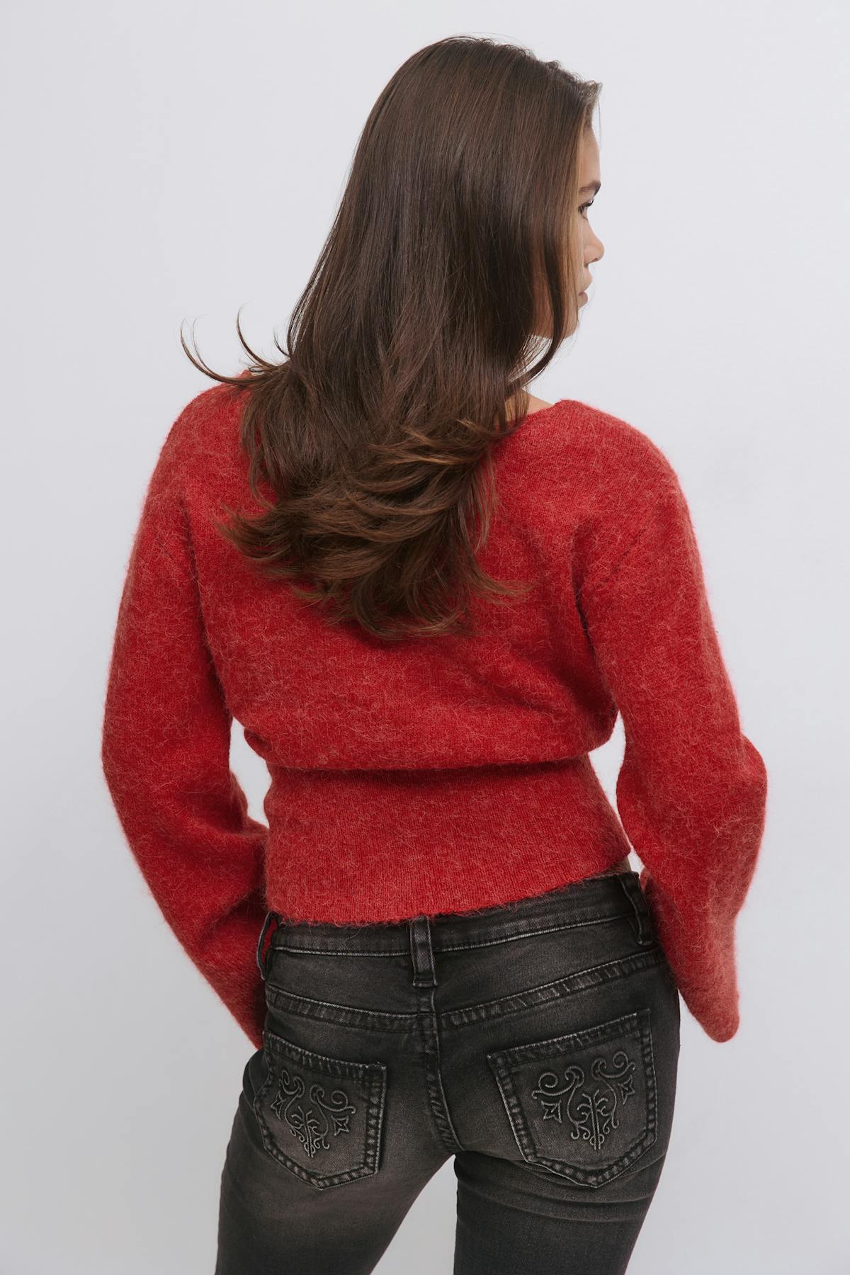 Y shaped knitted sweater - Haute red
