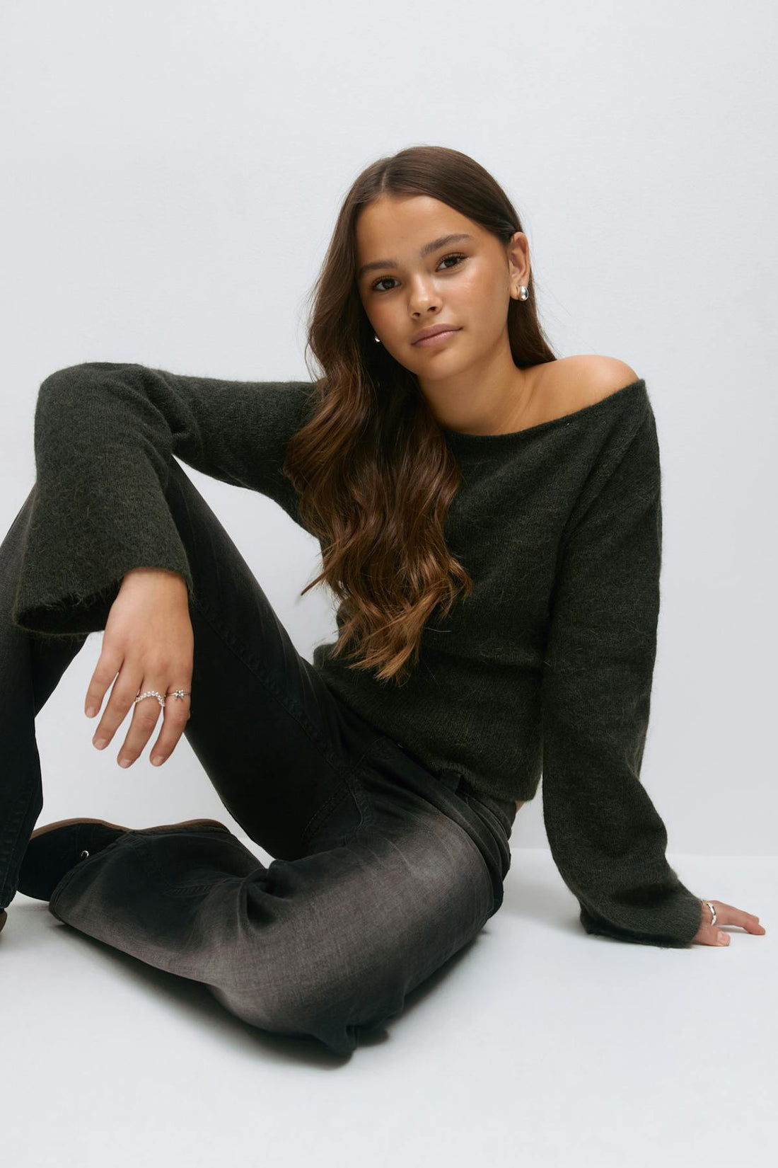 Y shaped knitted sweater - Vert foncé
