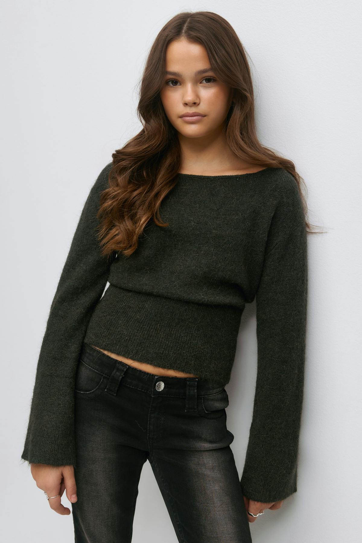 Y shaped knitted sweater - Vert foncé