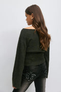 Y shaped knitted sweater - Vert foncé
